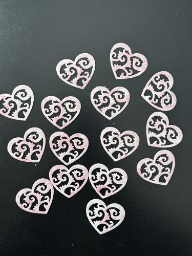 Вафельні сердечка блідо рожеві для декору 15шт